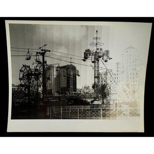 Vintage Found Photo County Fair Carnival Rides Zumur Double Ferris Wheel